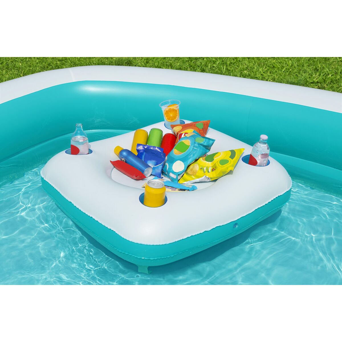Bestway Piscine Gonflable Enfant 2 Chambres Family Table Flottante 218x218x48 cm +6 Ans