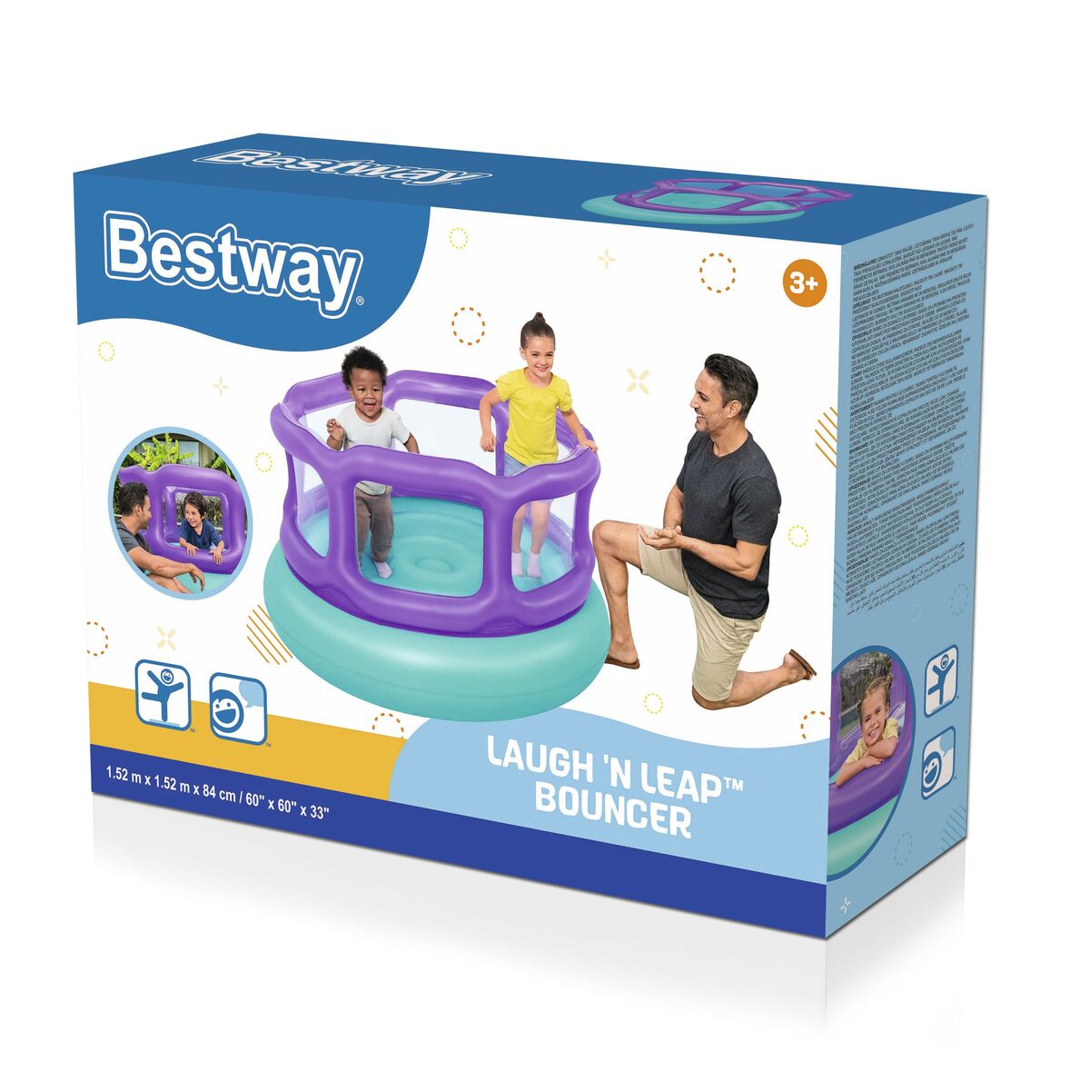 Bestway Saltador Hinchable 152x152x84 cm +3 Años Interior y Jardin 52646