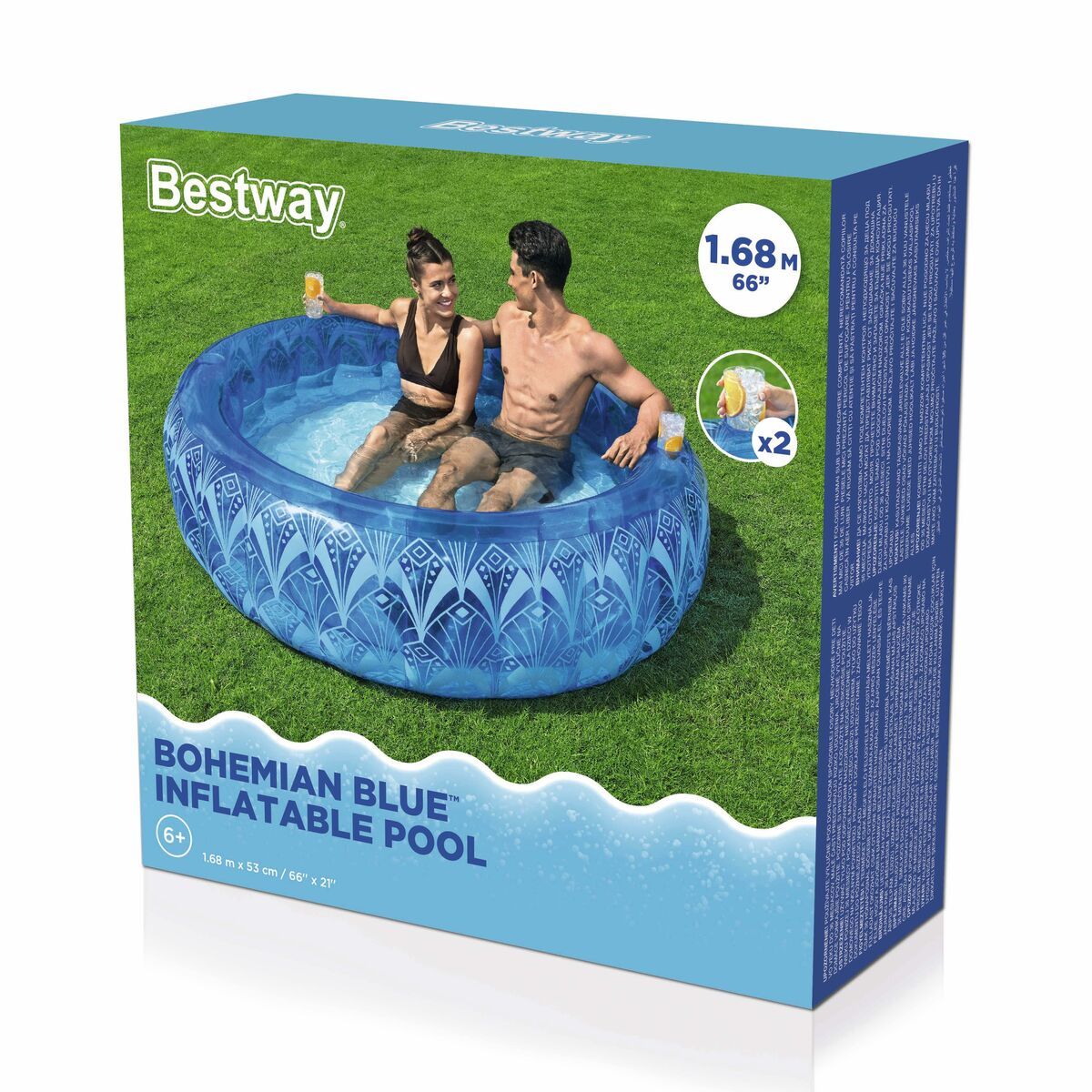 Bestway Piscine Gonflable Extra Résistante Bleue Boho 168x53 cm +6 Ans Jardin 54479