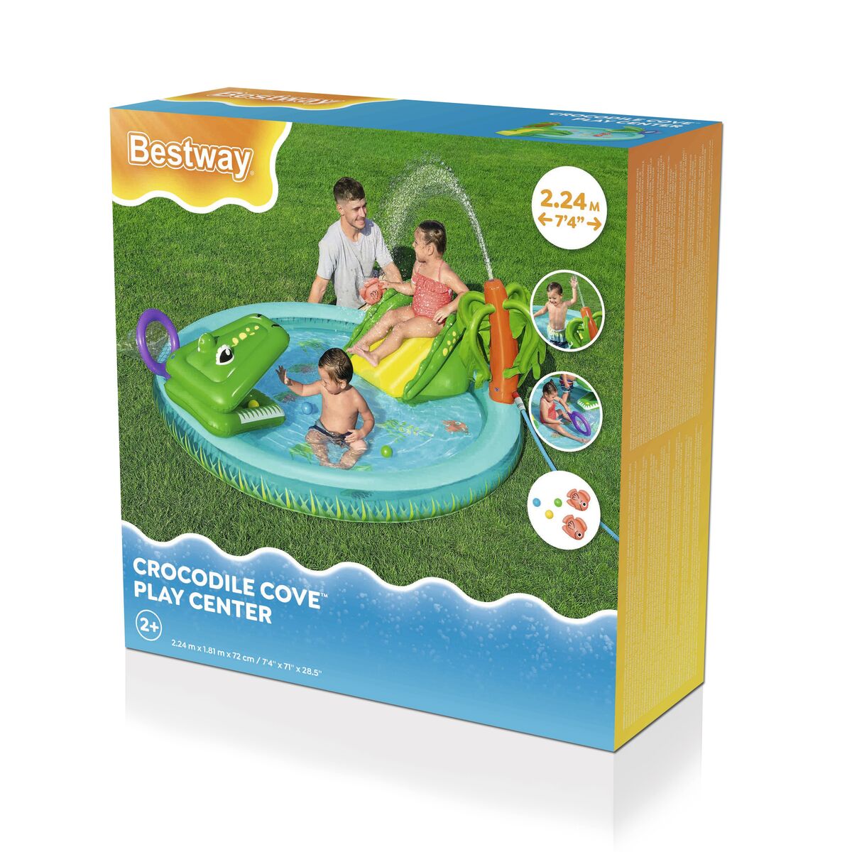 Bestway Piscine Gonflable Parc de Jeux Crocodile 224x181x72 cm +2 Ans Jardin 53166