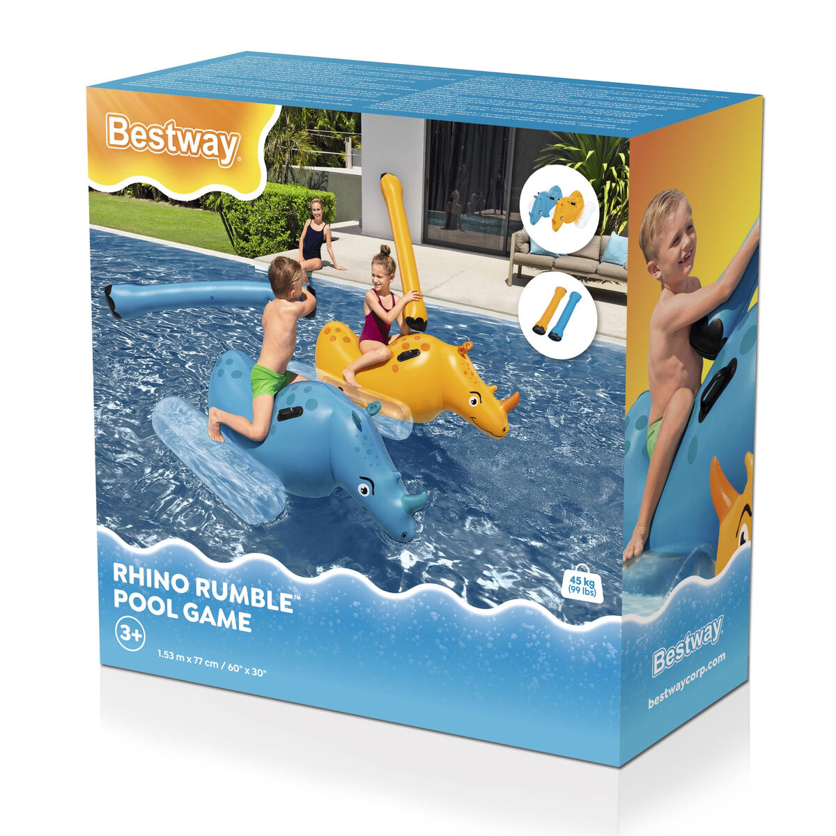 Bestway Jeu Flottant Lutte de Rhinocéros 153x77 cm +3 Ans Piscine 41522