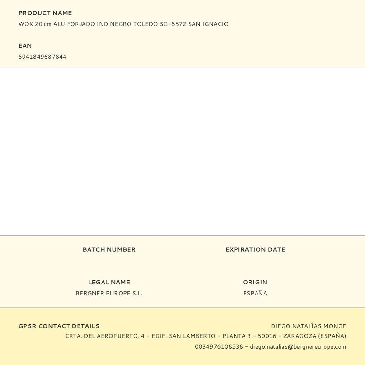 Wok San Ignacio toledo Noir Aluminium forgé Ø 20 cm