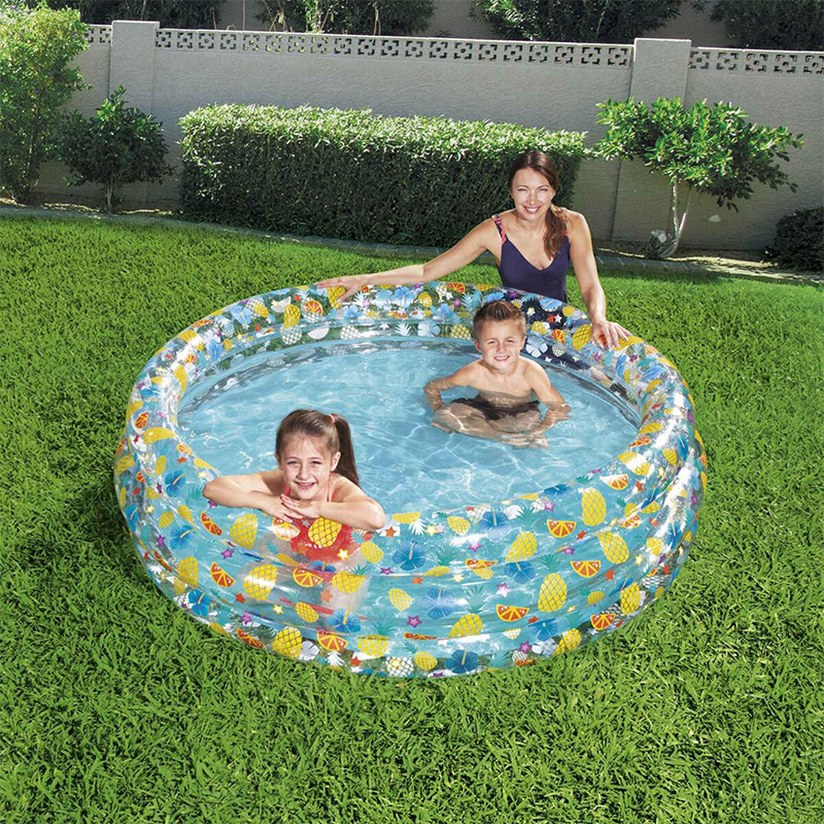 Bestway Piscine Gonflable 3 Anneaux Transparent Tropical 170x53 cm +6 Ans Jardin 51048