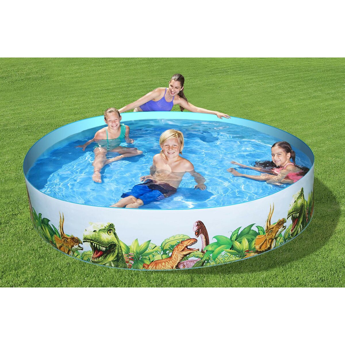 Bestway Piscine Rigide Enfant PVC Dinosaures 244x46 cm +3 Ans Jardin 55001