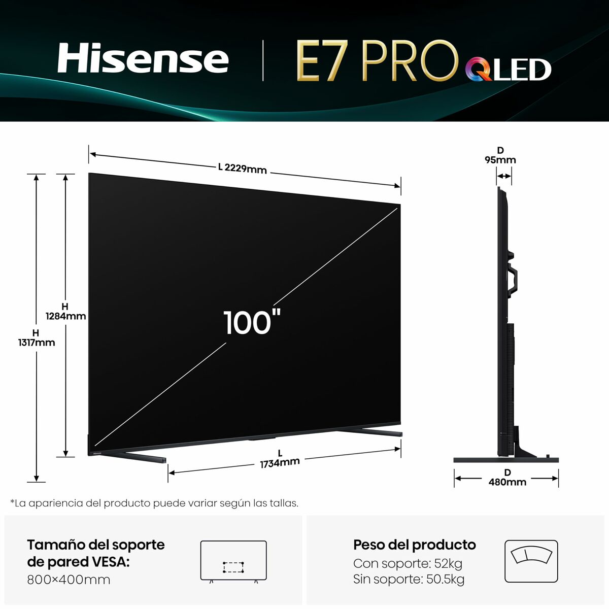TV intelligente Hisense 100E7Q PRO