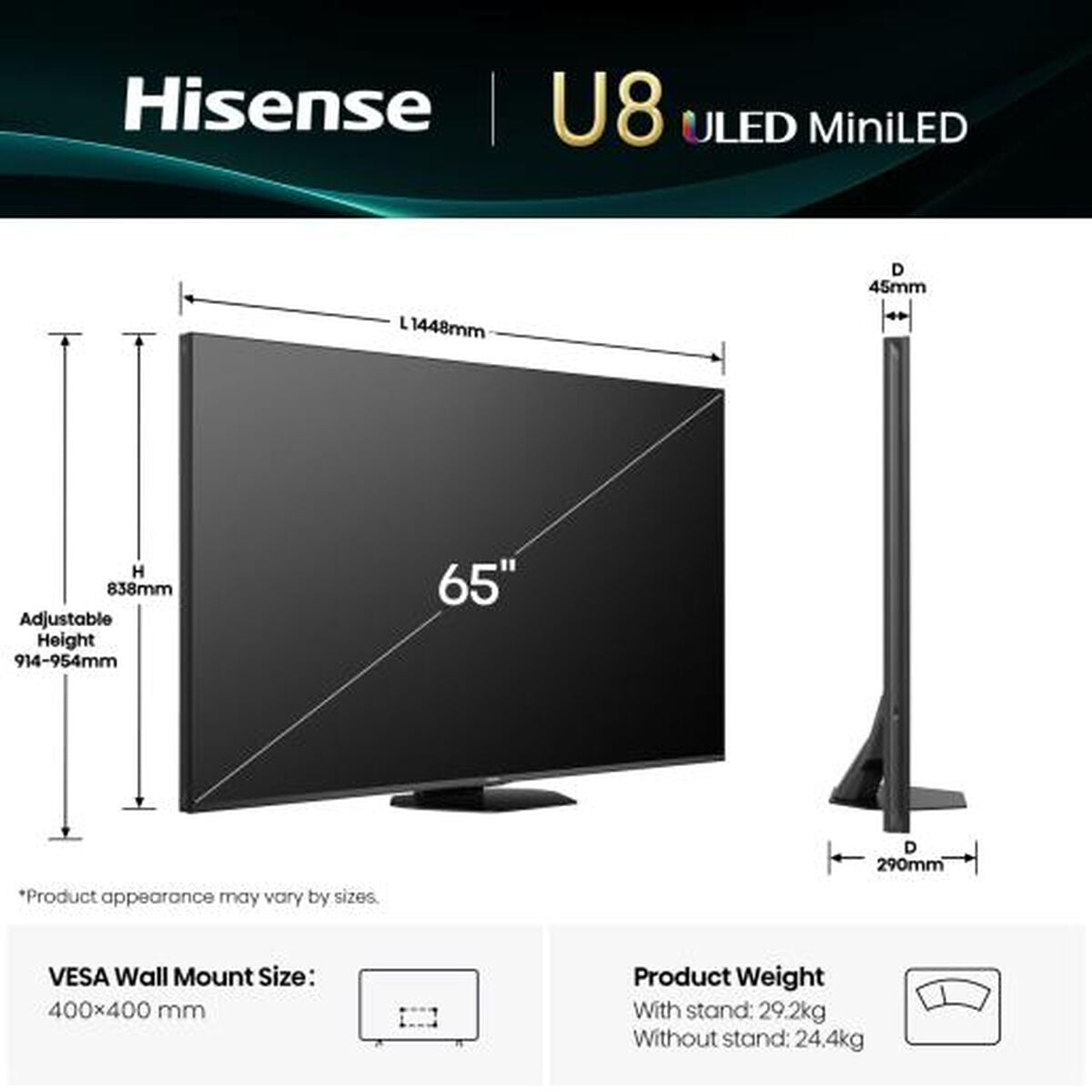 TV intelligente Hisense 65U8Q 65" 4K Ultra HD LED HDR