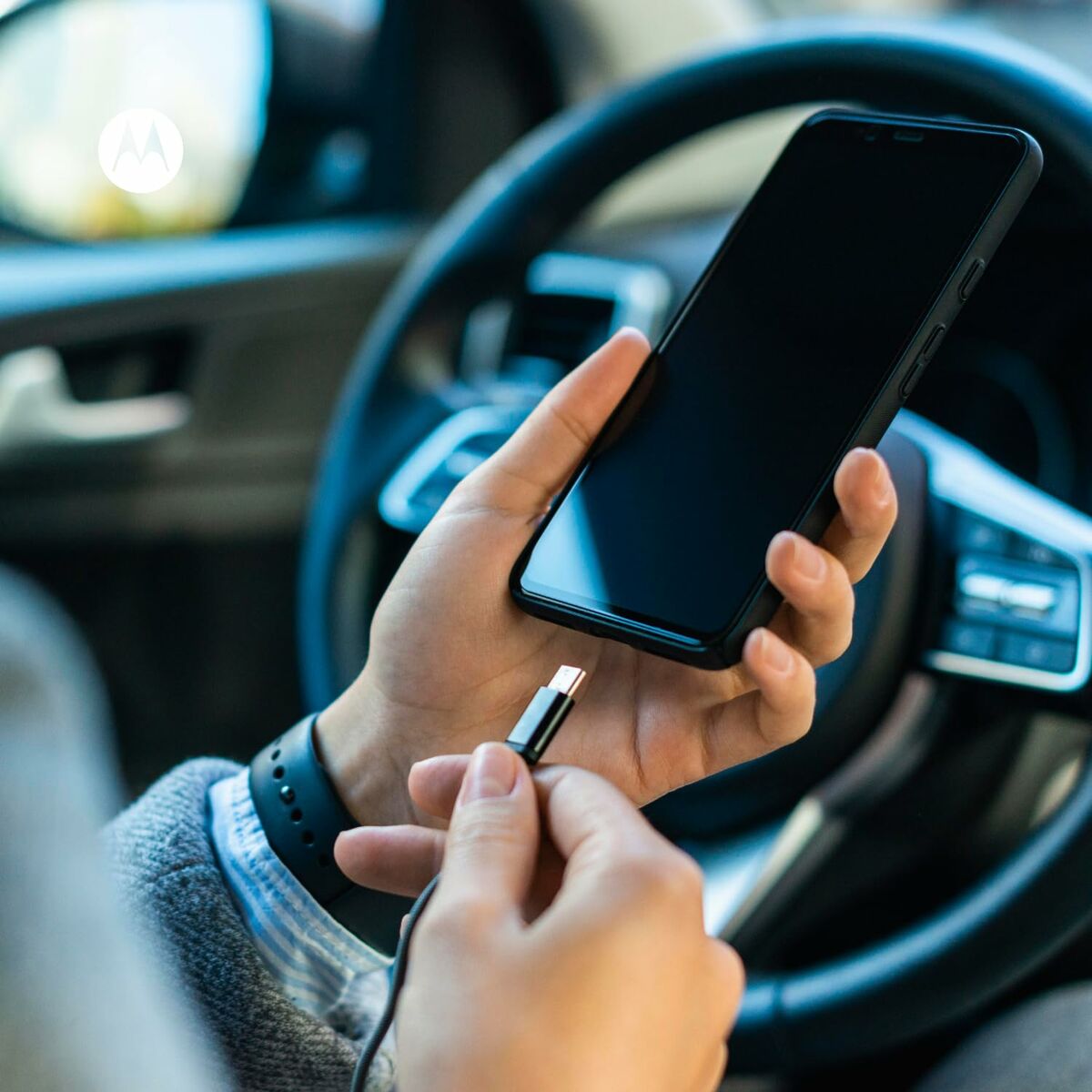 Chargeur de Voiture USB Universel + Câble USB-C Motorola SJV102-EU 1,5 m