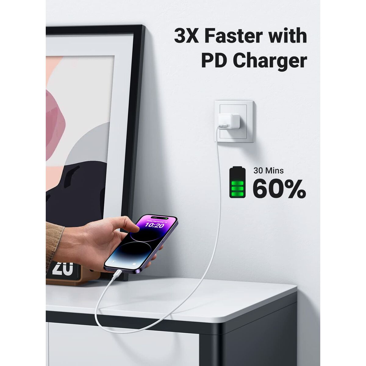 Câble USB vers Lightning Ugreen 10493 Blanc 1 m