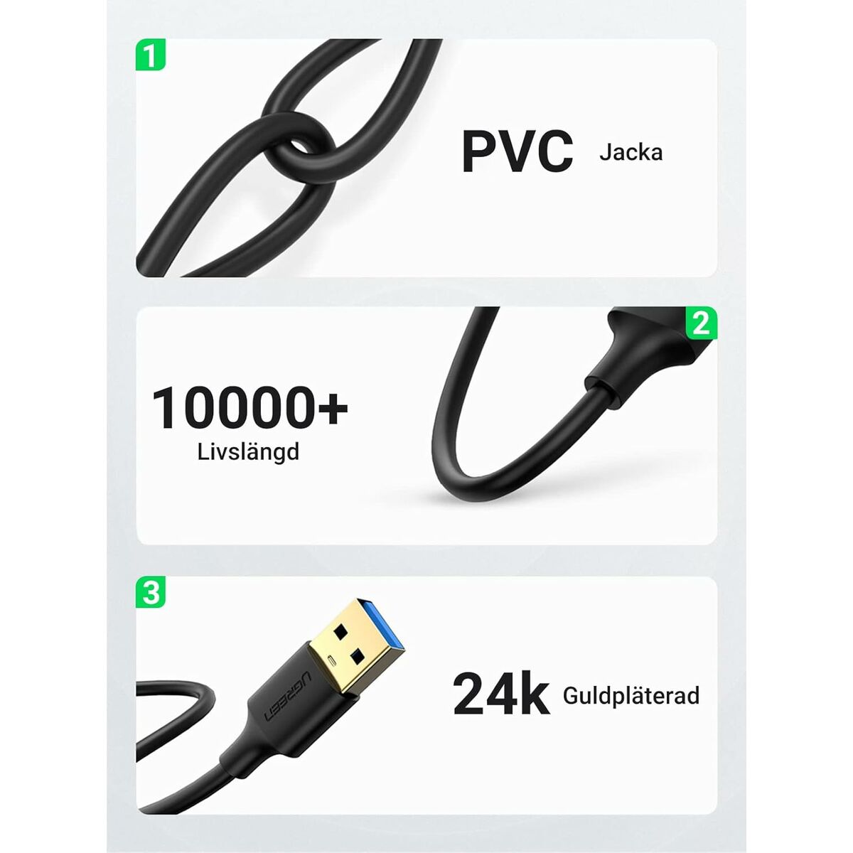 Câble USB vers Lightning Ugreen 50737 Argenté