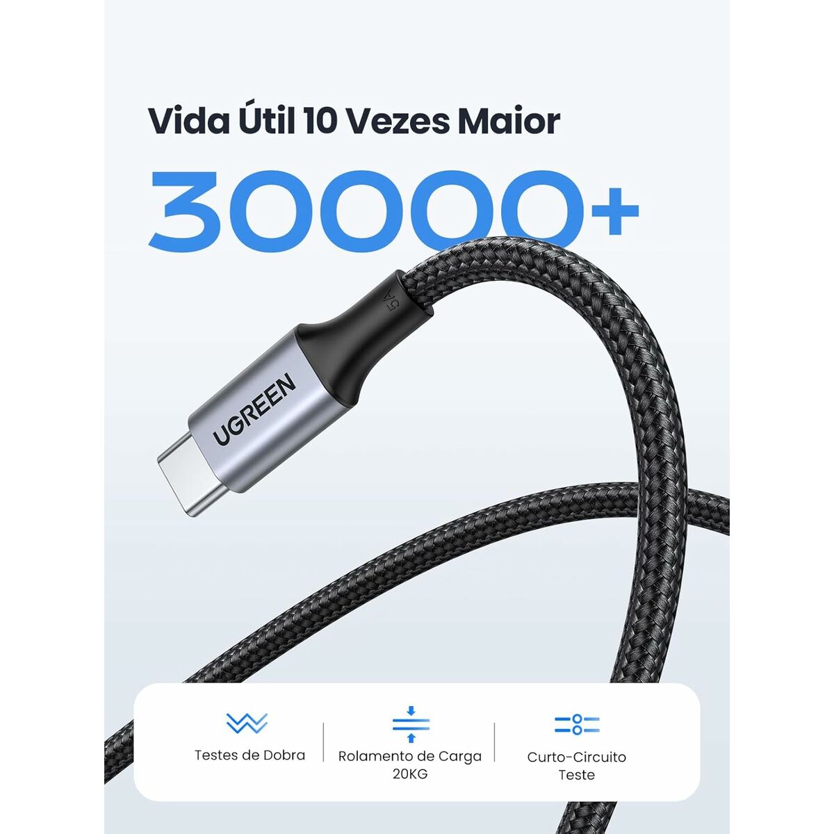 Câble USB vers Lightning Ugreen 70427 Noir Argenté 1 m