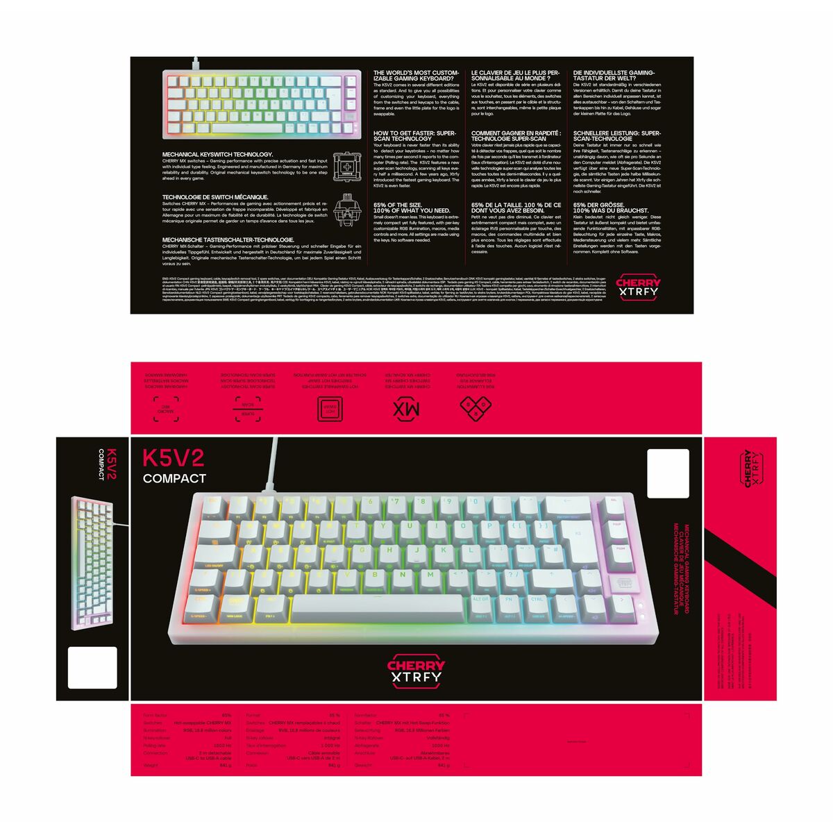 clavier et souris Cherry CXK5V2RGBCPTTPWHTRFR