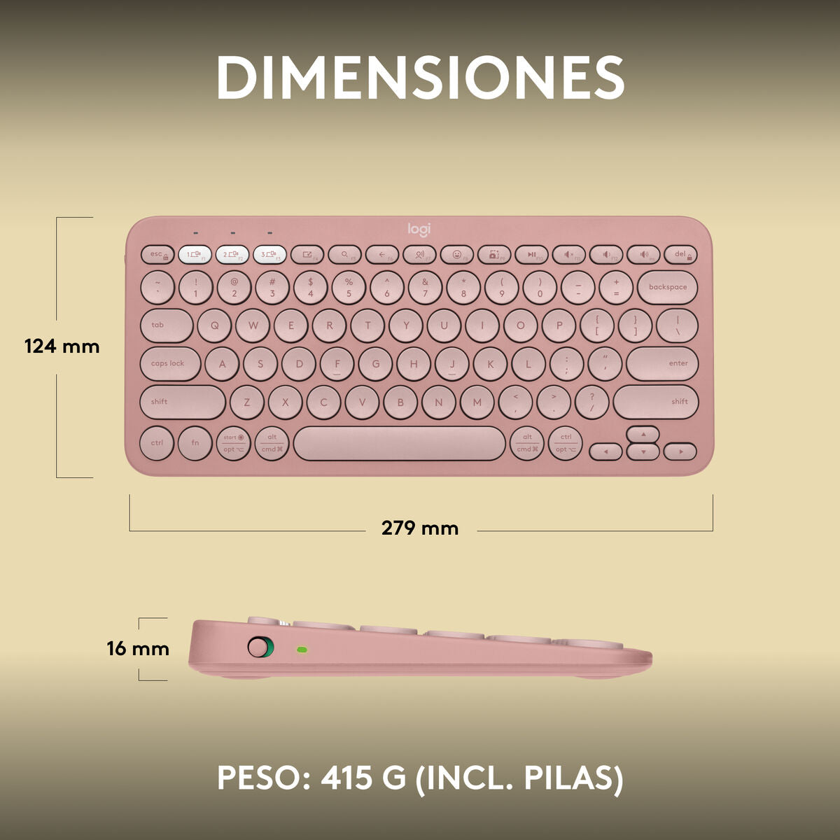 Clavier sans fil Logitech K380s Rose Espagnol Qwerty