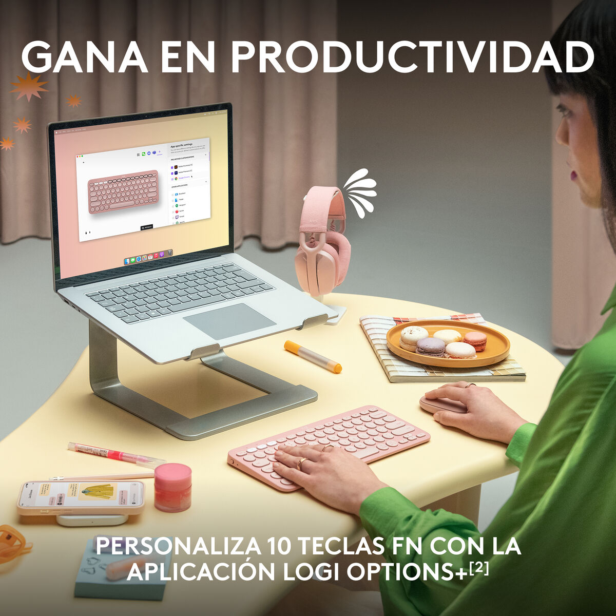 Clavier sans fil Logitech K380s Rose Espagnol Qwerty