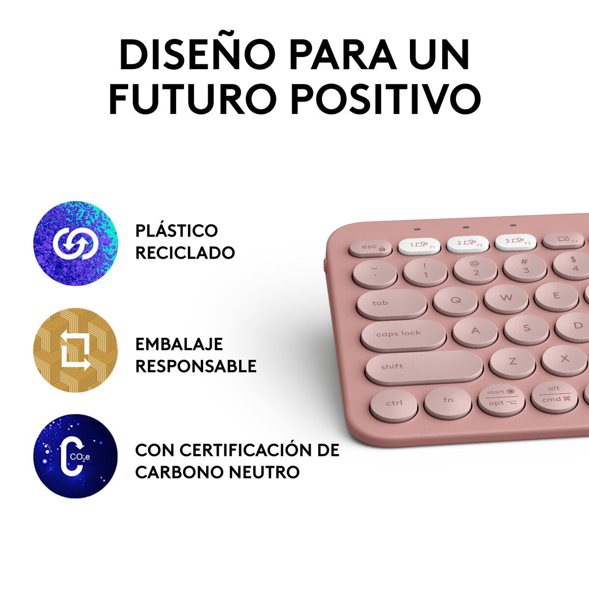 Clavier sans fil Logitech K380s Rose Espagnol Qwerty