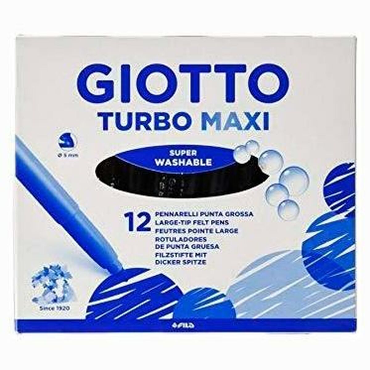 Ensemble de Marqueurs Giotto Turbo Maxi Noir (5 Unités)
