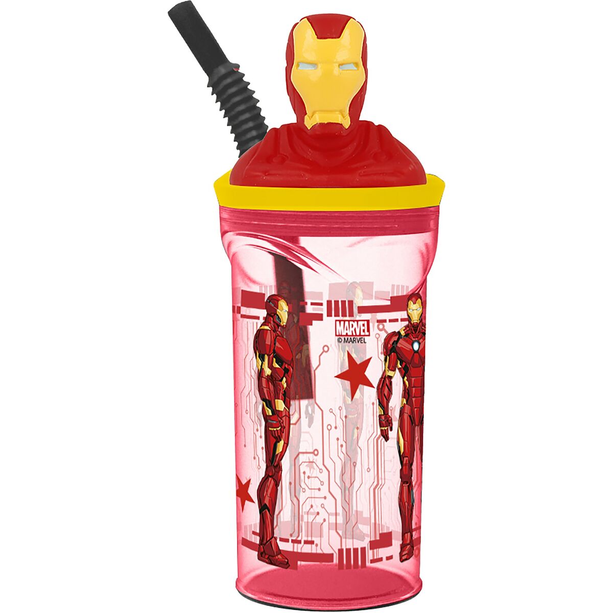 Verre avec Paille The Avengers Iron Man Rouge 3D