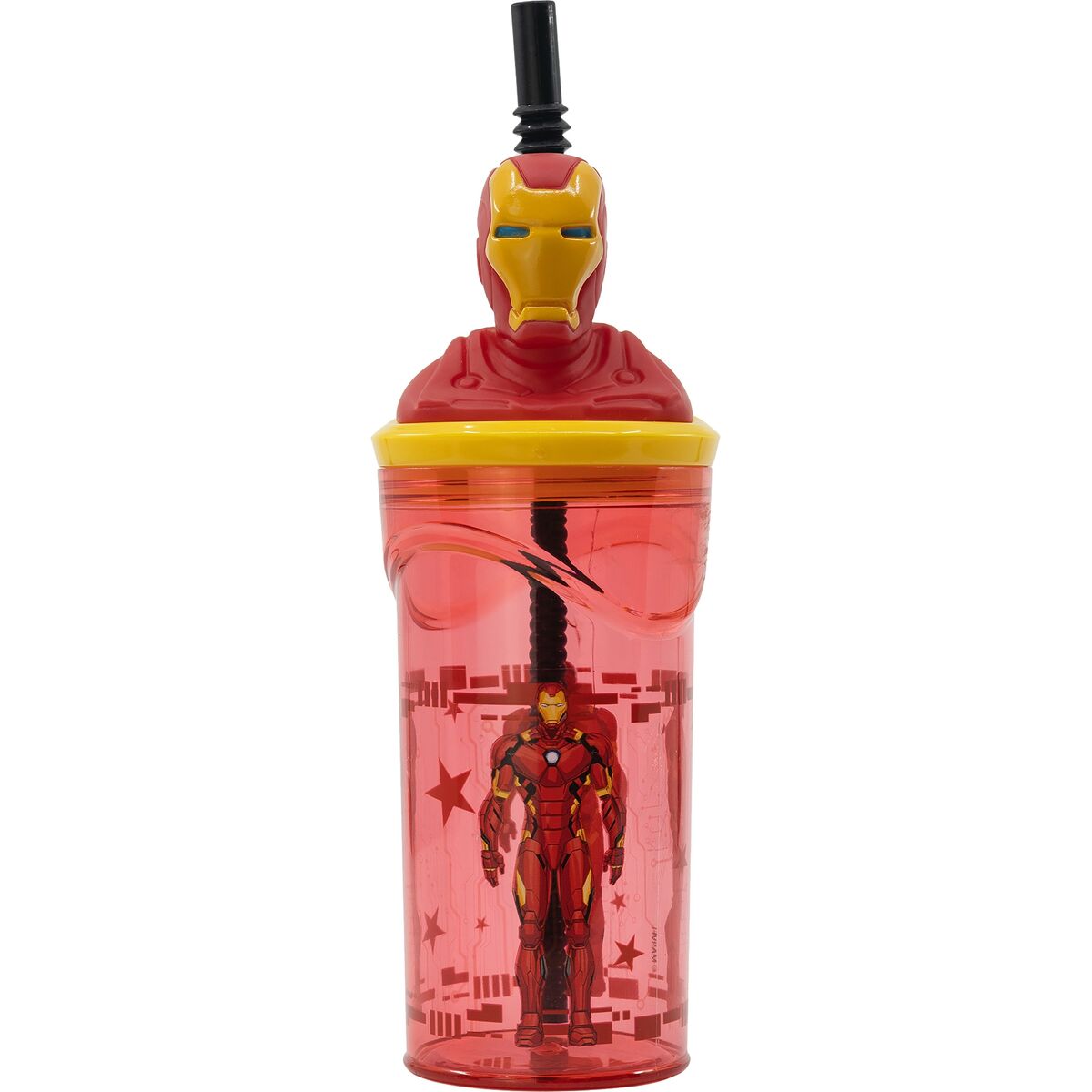 Verre avec Paille The Avengers Iron Man Rouge 3D