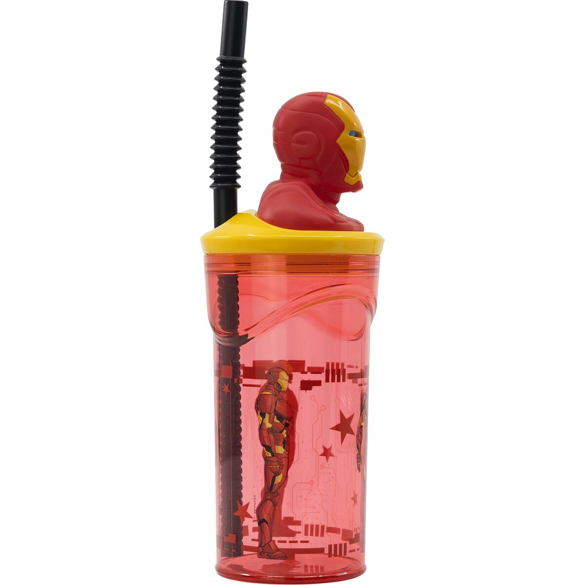 Verre avec Paille The Avengers Iron Man Rouge 3D