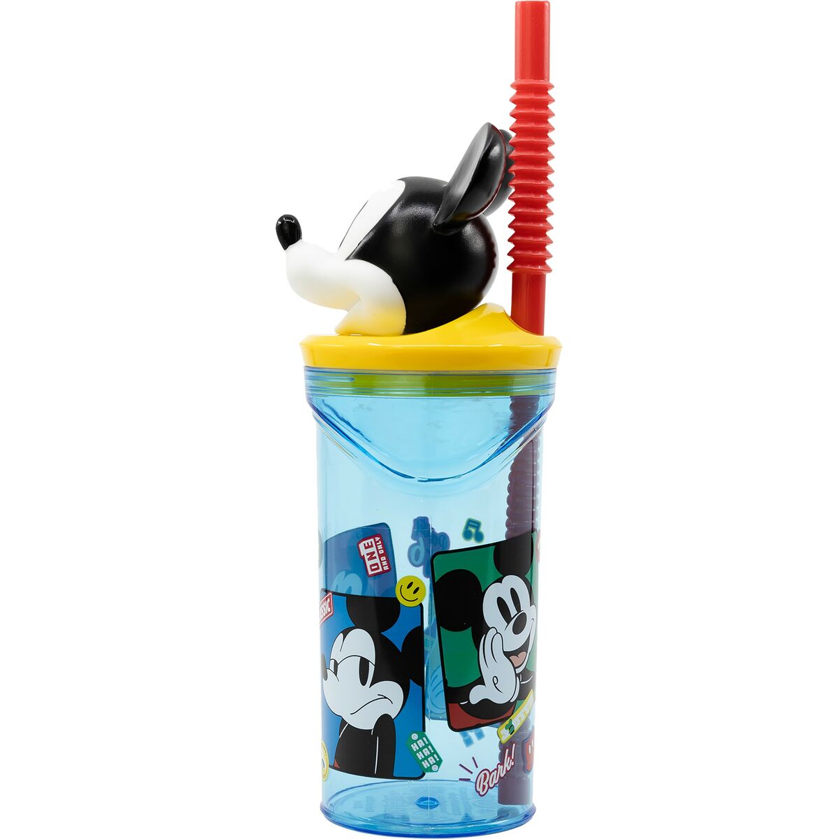 Verre avec Paille Mickey Mouse CZ11336 3D Bleu