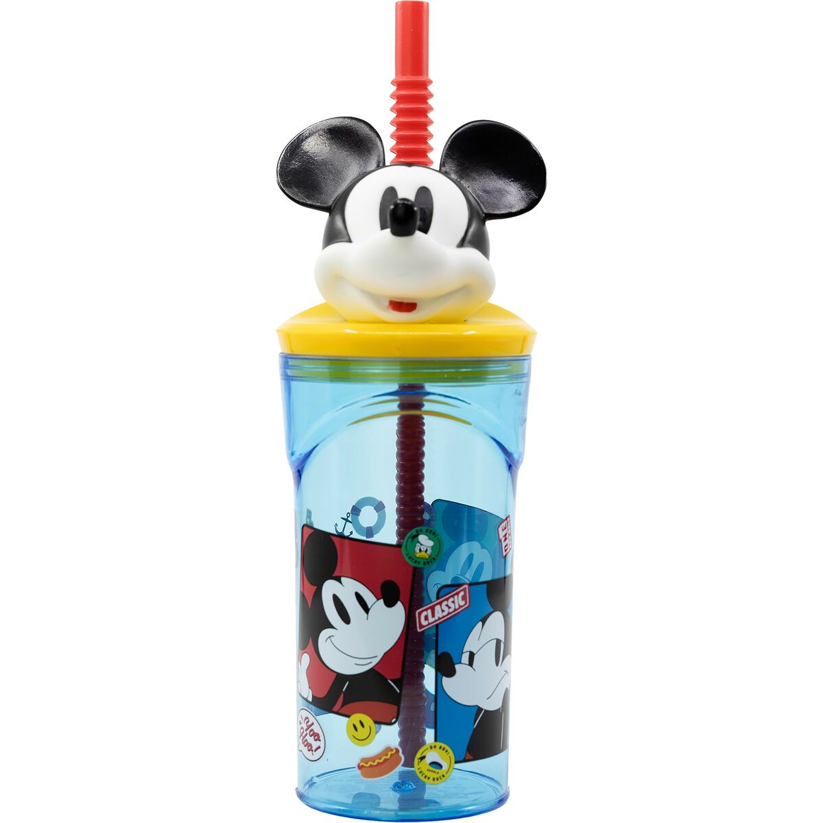 Verre avec Paille Mickey Mouse CZ11336 3D Bleu
