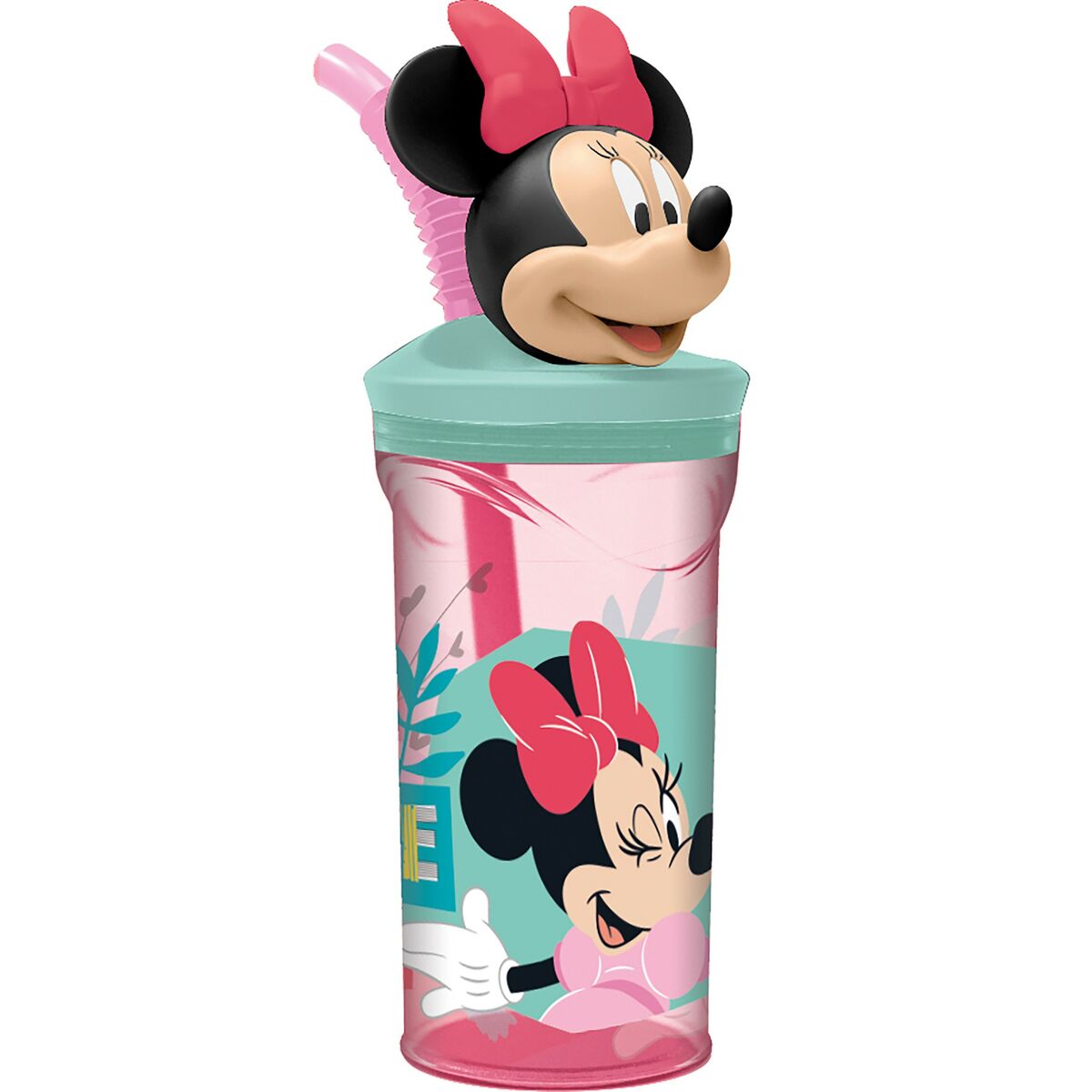 Verre avec Paille Minnie Mouse CZ11337 3D Rose
