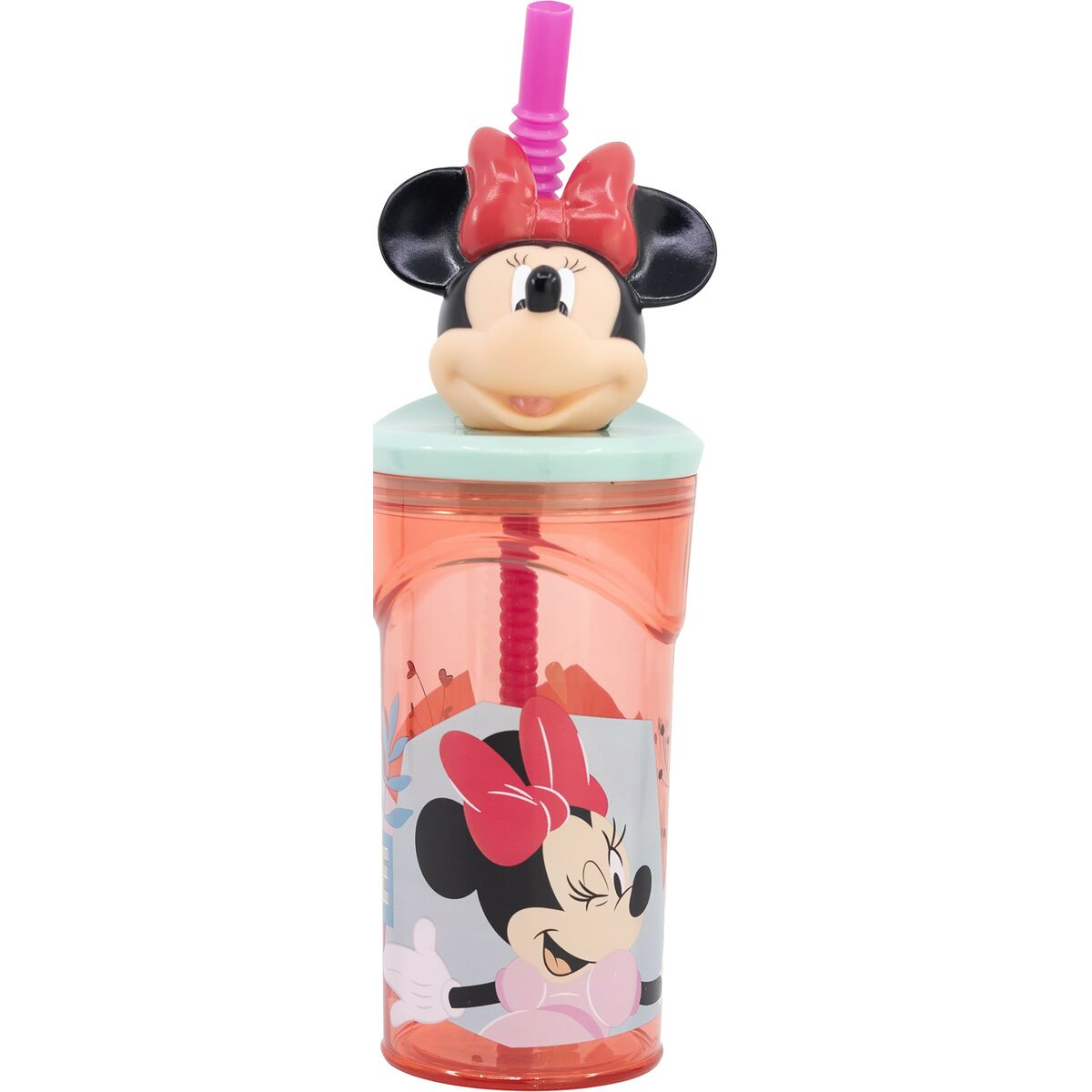 Verre avec Paille Minnie Mouse CZ11337 3D Rose