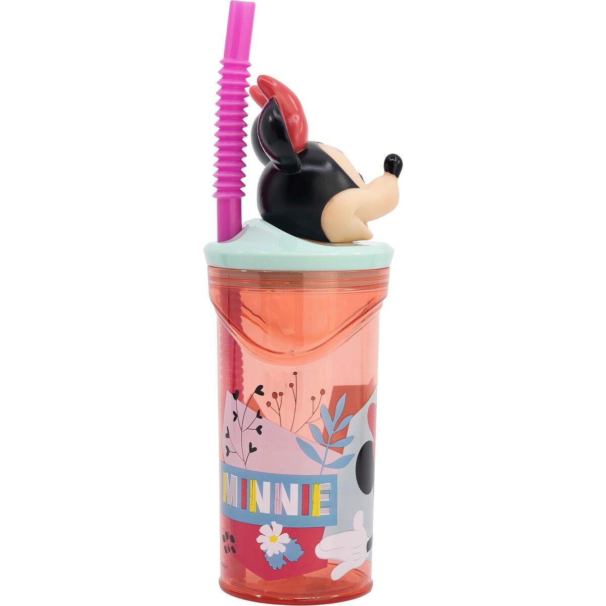 Verre avec Paille Minnie Mouse CZ11337 3D Rose
