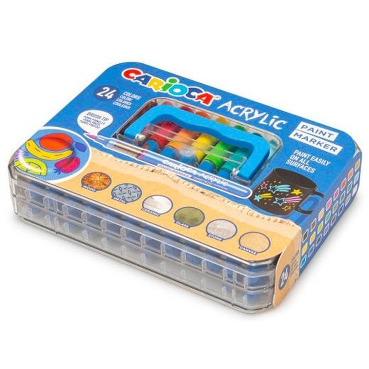 Ensemble de Marqueurs Carioca Acrylic PAINT MARKER Multicouleur 24 Pièces (6 Unités)
