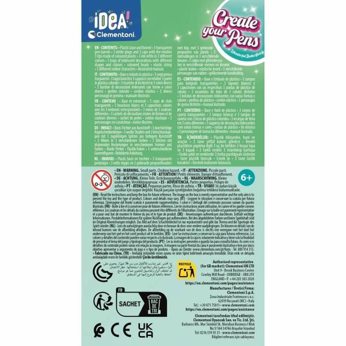 Travaux Manuel Clementoni CReate you Pens Wonderful Butterflies