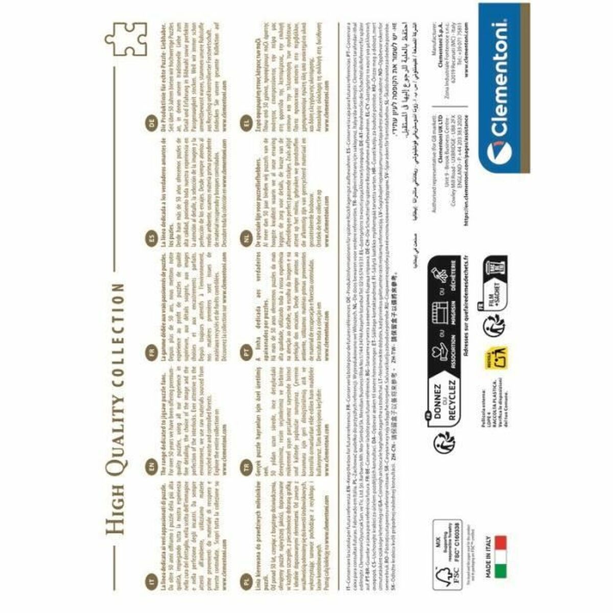 Puzzle Clementoni (3 Unités) (2 Unités) (6 Unités) (10 Unités) (4 Unités) (12 Unités) (24 Unités)