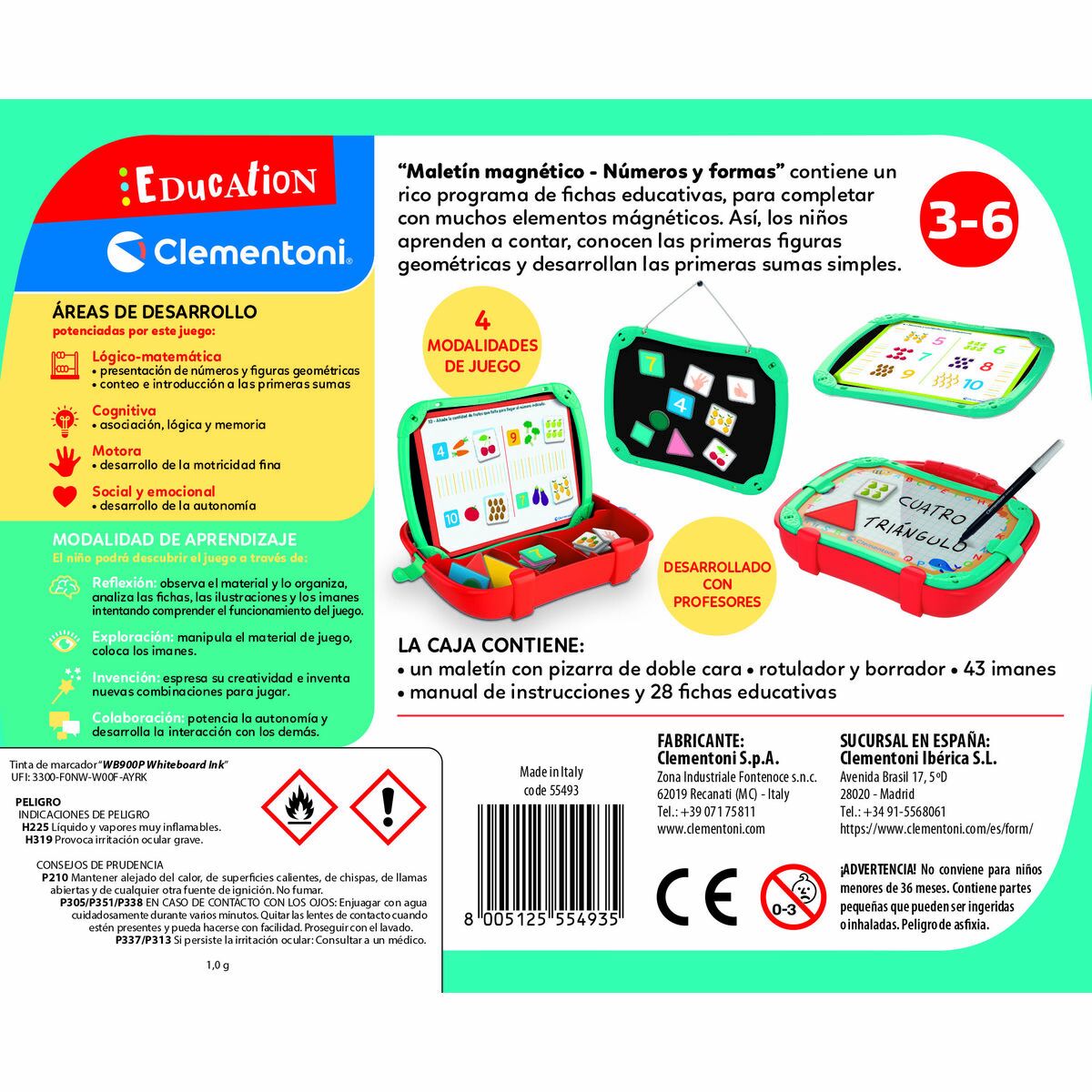 Jouet Educatif Clementoni Porte documents Numéros Formes 27,5 x 23 x 5 cm