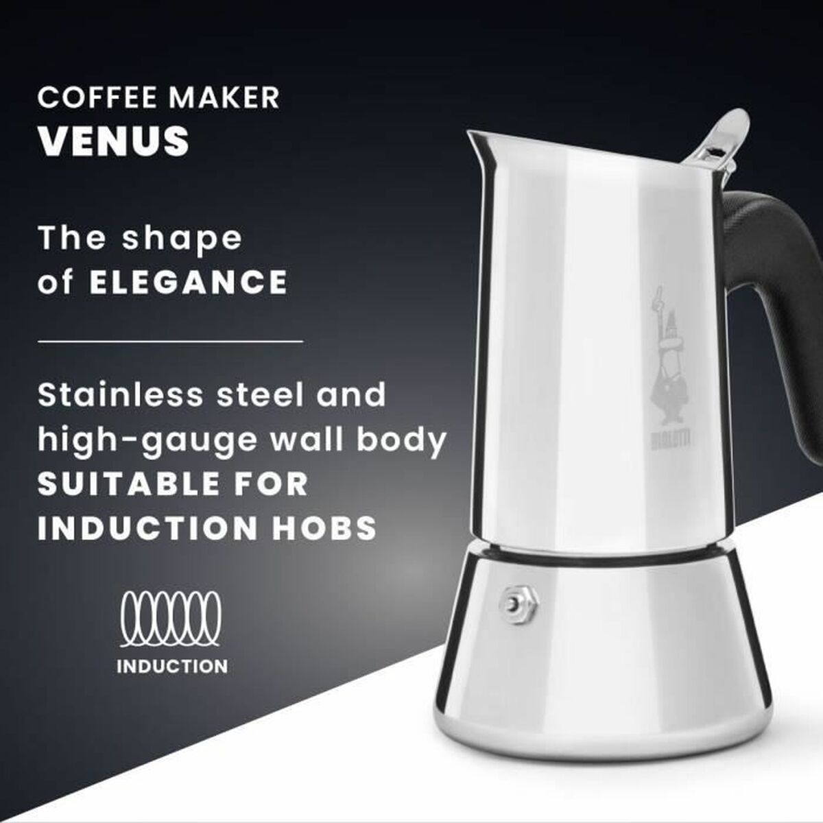 Cafetière Italienne Bialetti NEW VENUS Argenté Bois Acier inoxydable