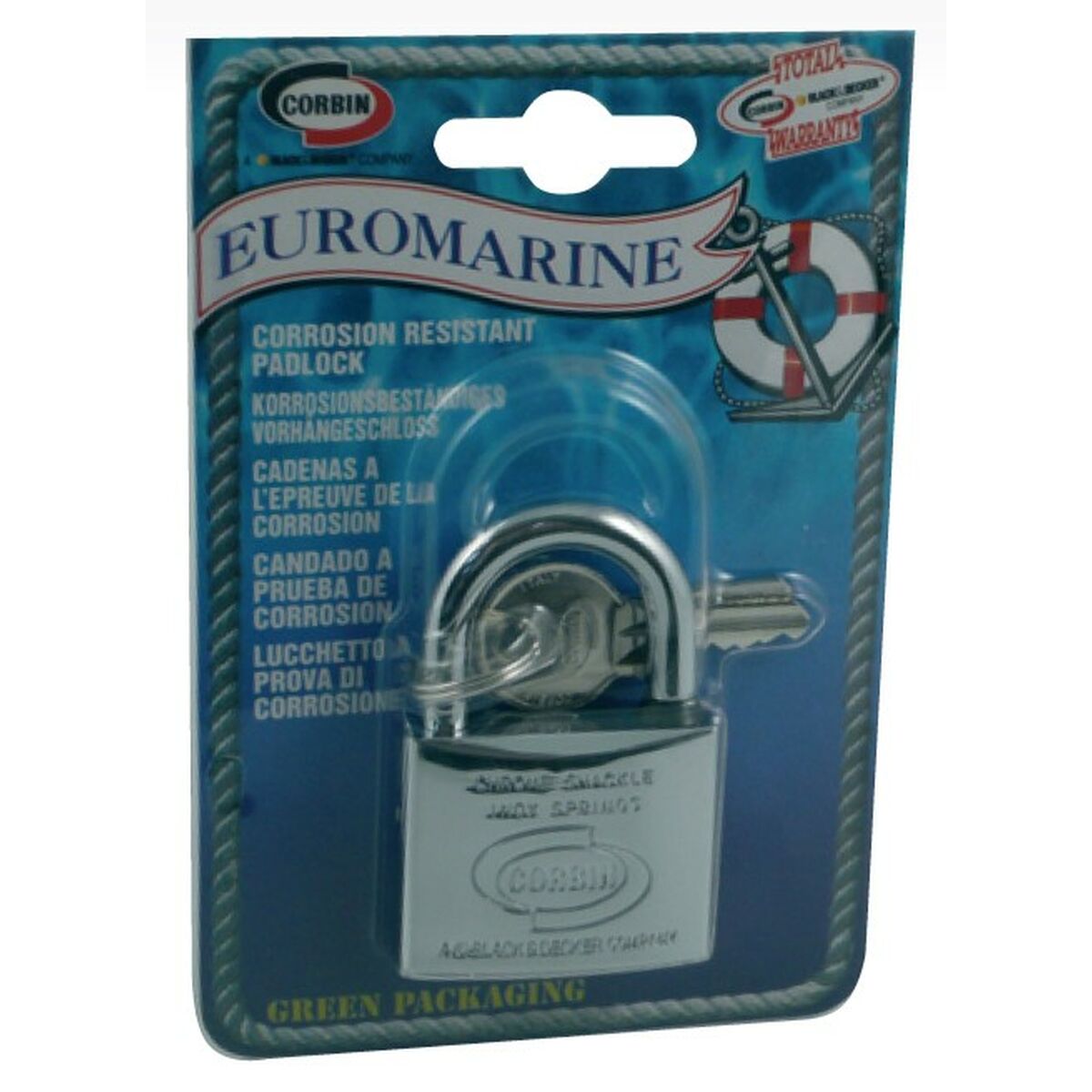 Verrouillage des clés CORBIN Euromarine 50 mm Arc Acier inoxydable Laiton