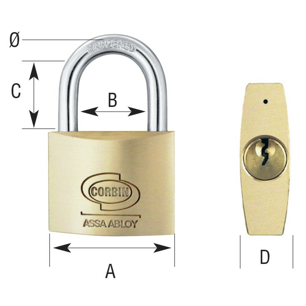 Verrouillage des clés CORBIN Arc 50 mm Laiton Acier