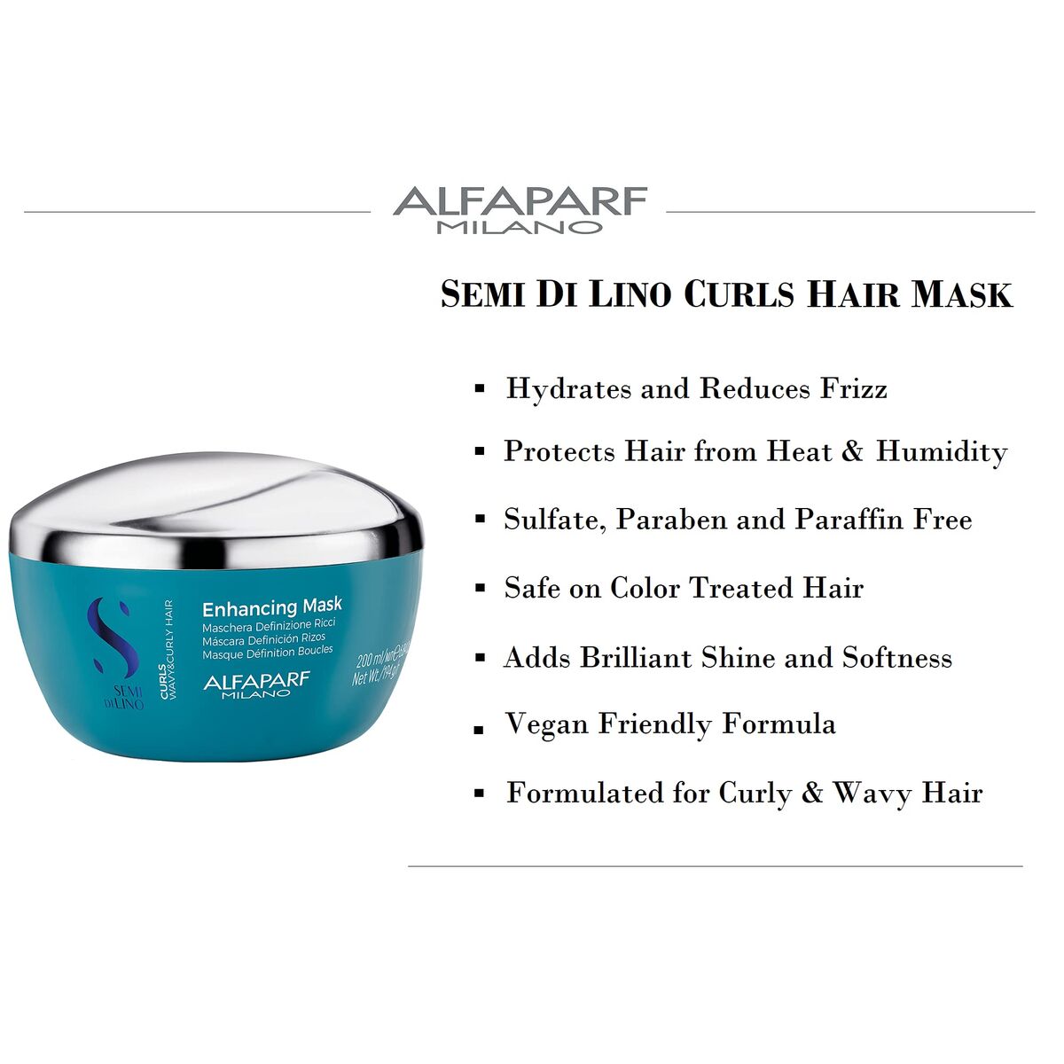 Masque pour cheveux Alfaparf Milano Semi Di Lino Curls 200 ml (1 Unité)