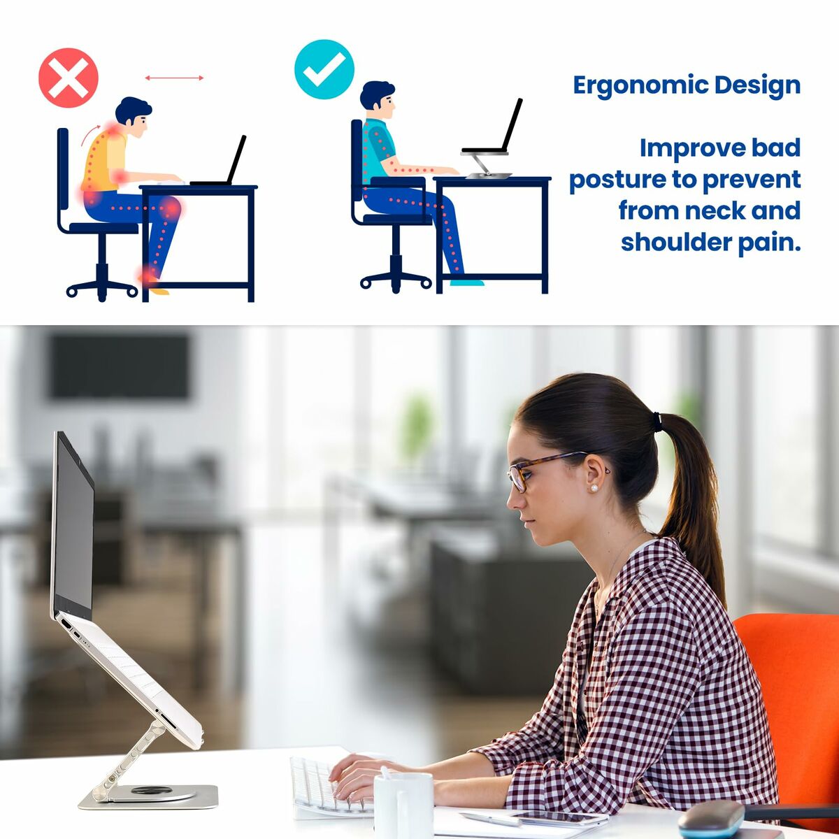 Support Pliable et Réglable pour Portable Ewent EW1267 Silicone Aluminium