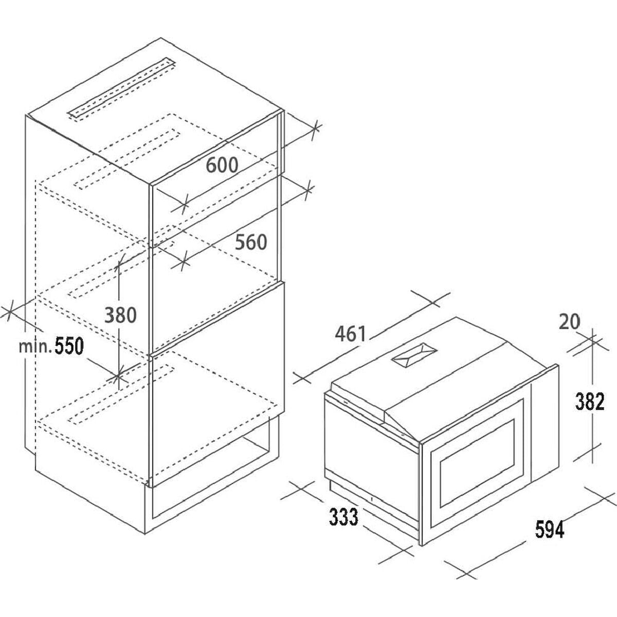 Four à micro-ondes encastrable Haier H38FMWID4ID27N 800 W Noir 20 L