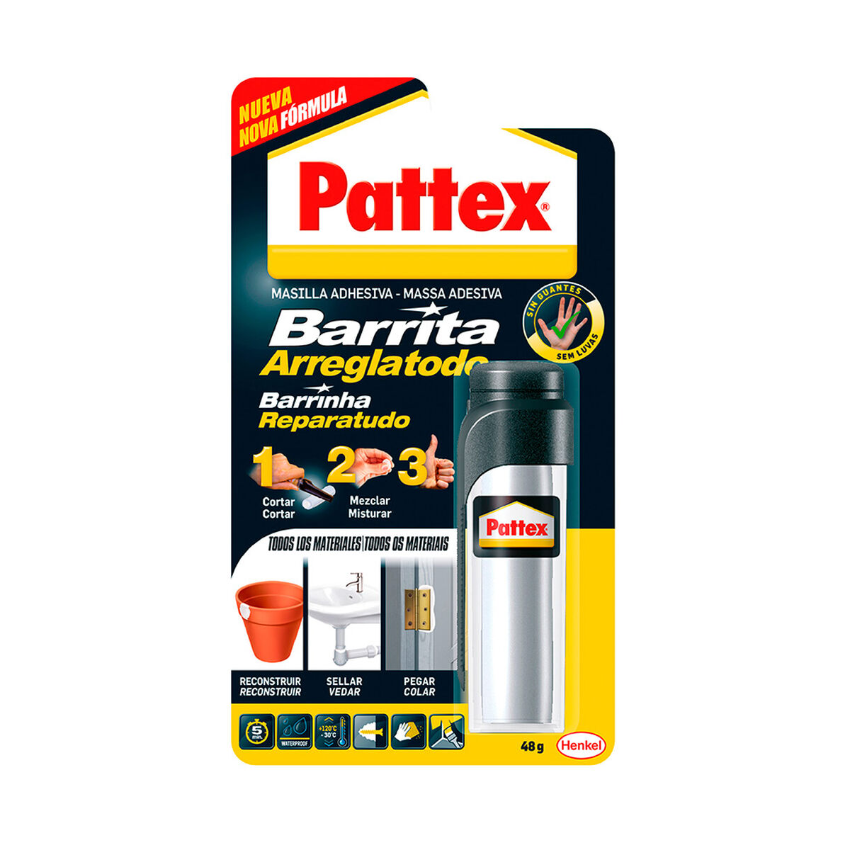 Mastic époxy Pattex 14010225 Blanc Kit de réparation (1 Unité)