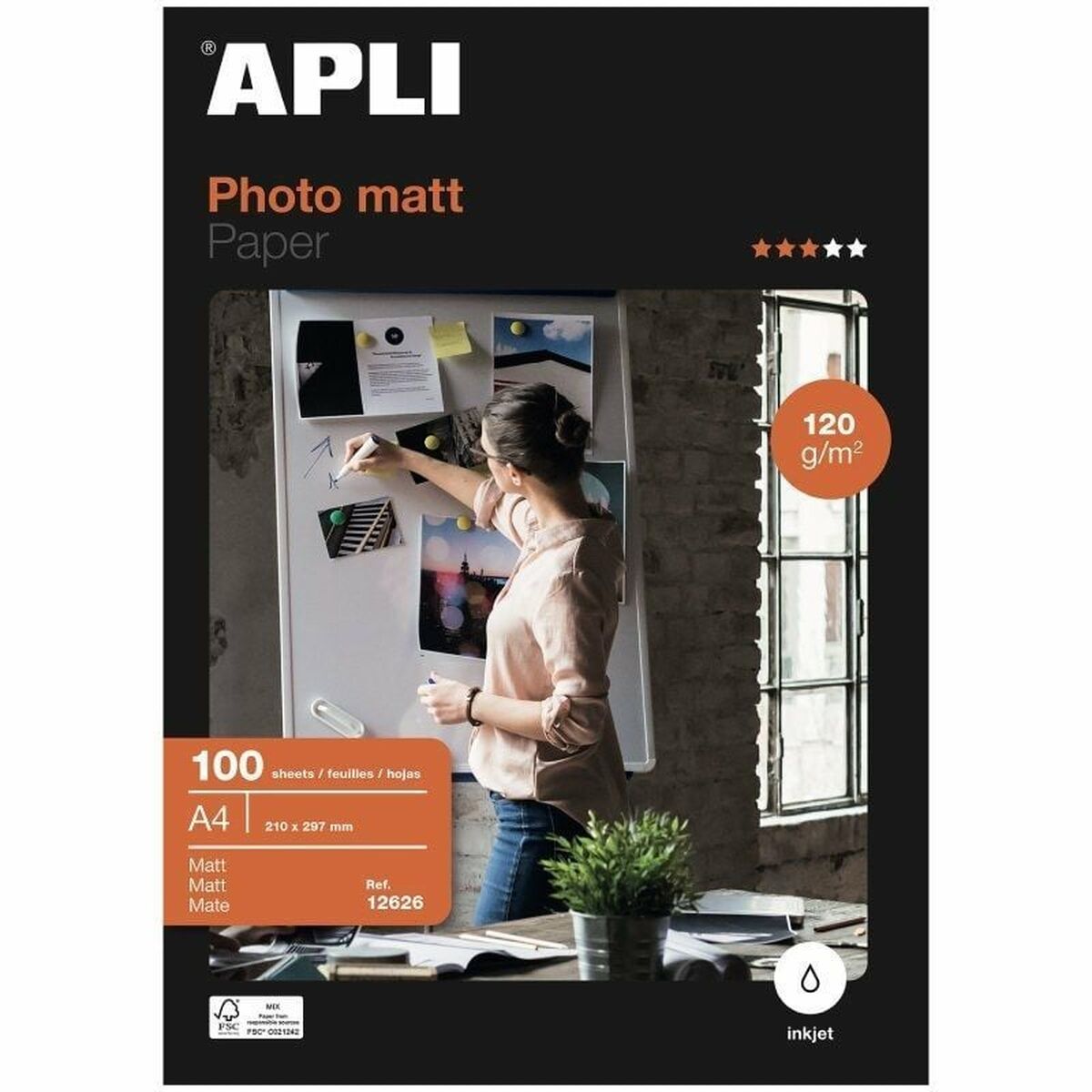 Papier Photo Glacé Apli 12626 (100 Unités)