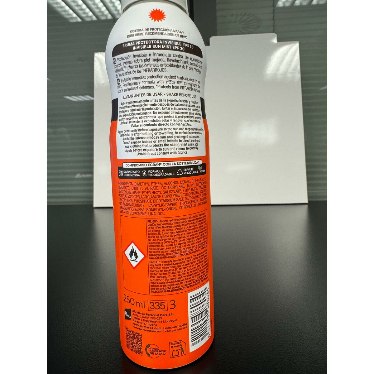 Spray Protecteur Solaire Ecran Blanc Spf 30 15 ml 250 ml