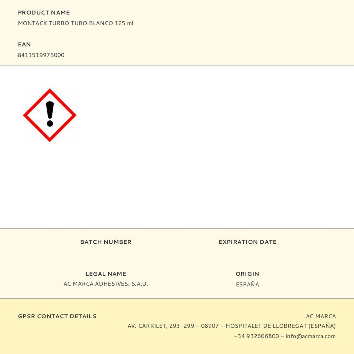 Adhésif de montage Ceys montack turbo 125 ml