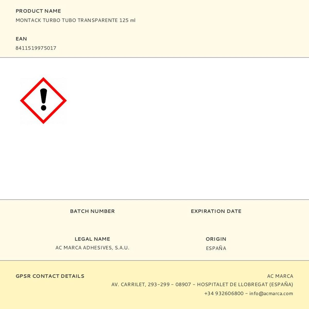 Adhésif de montage Ceys montack turbo 125 ml