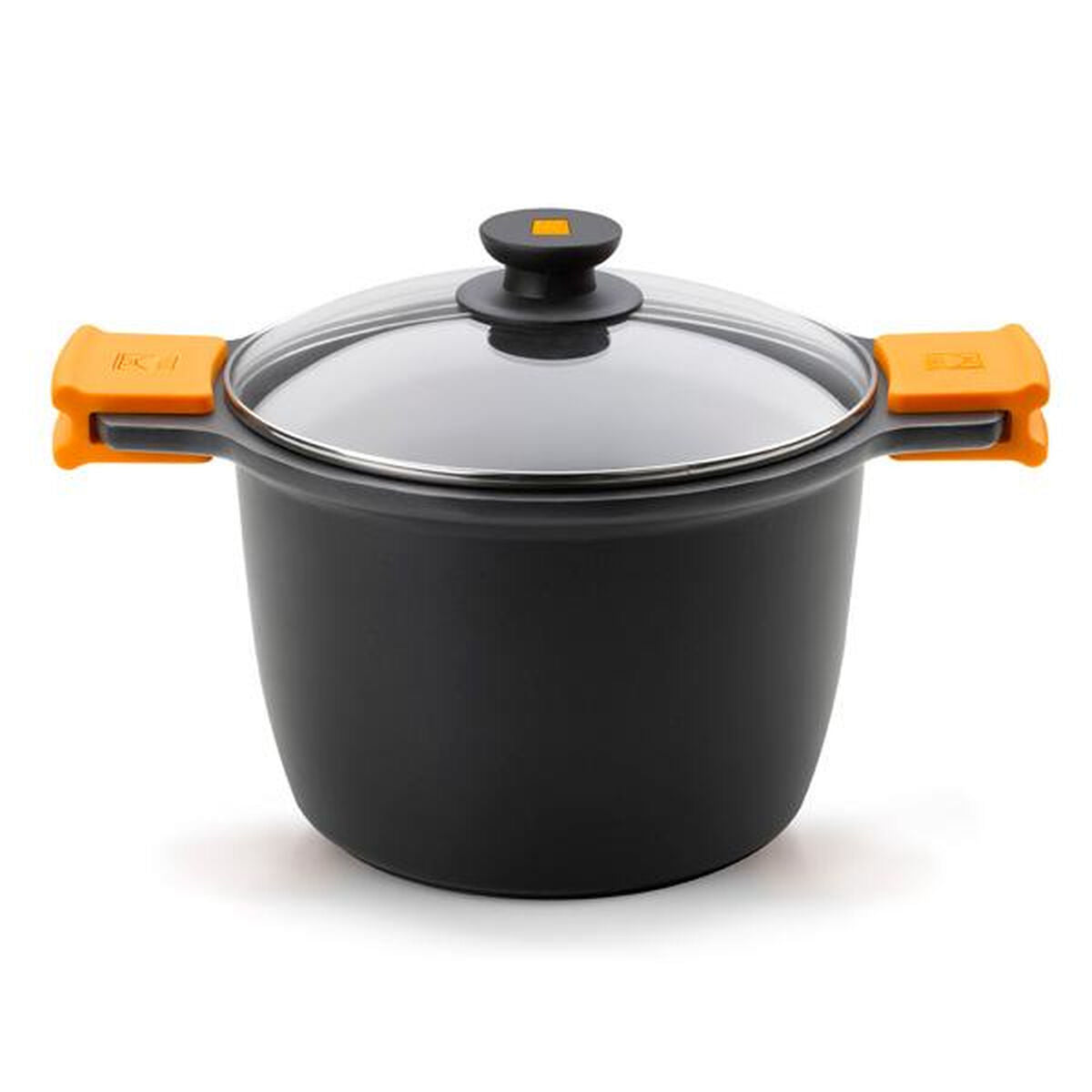 Casserole avec couvercle en verre BRA Braisogona_A273903 Noir Noir/Orange Bois Aluminium Plastique Aluminium fondu Ø 20 cm (1 Un