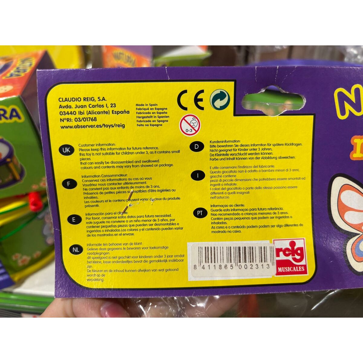 Tambour Reig animaux 16 cm