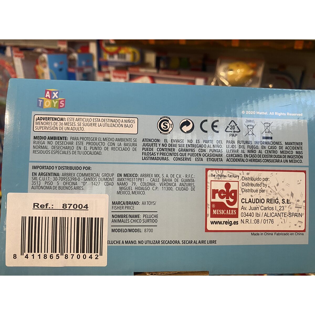 Jouet Peluche Fisher-Price Singe 20 cm Plastique