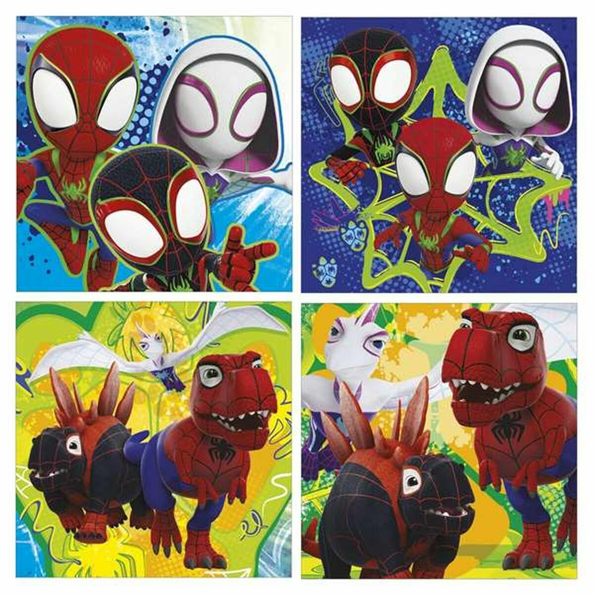Set de 4 Puzzles Educa Dino Spidey (4 Unités)