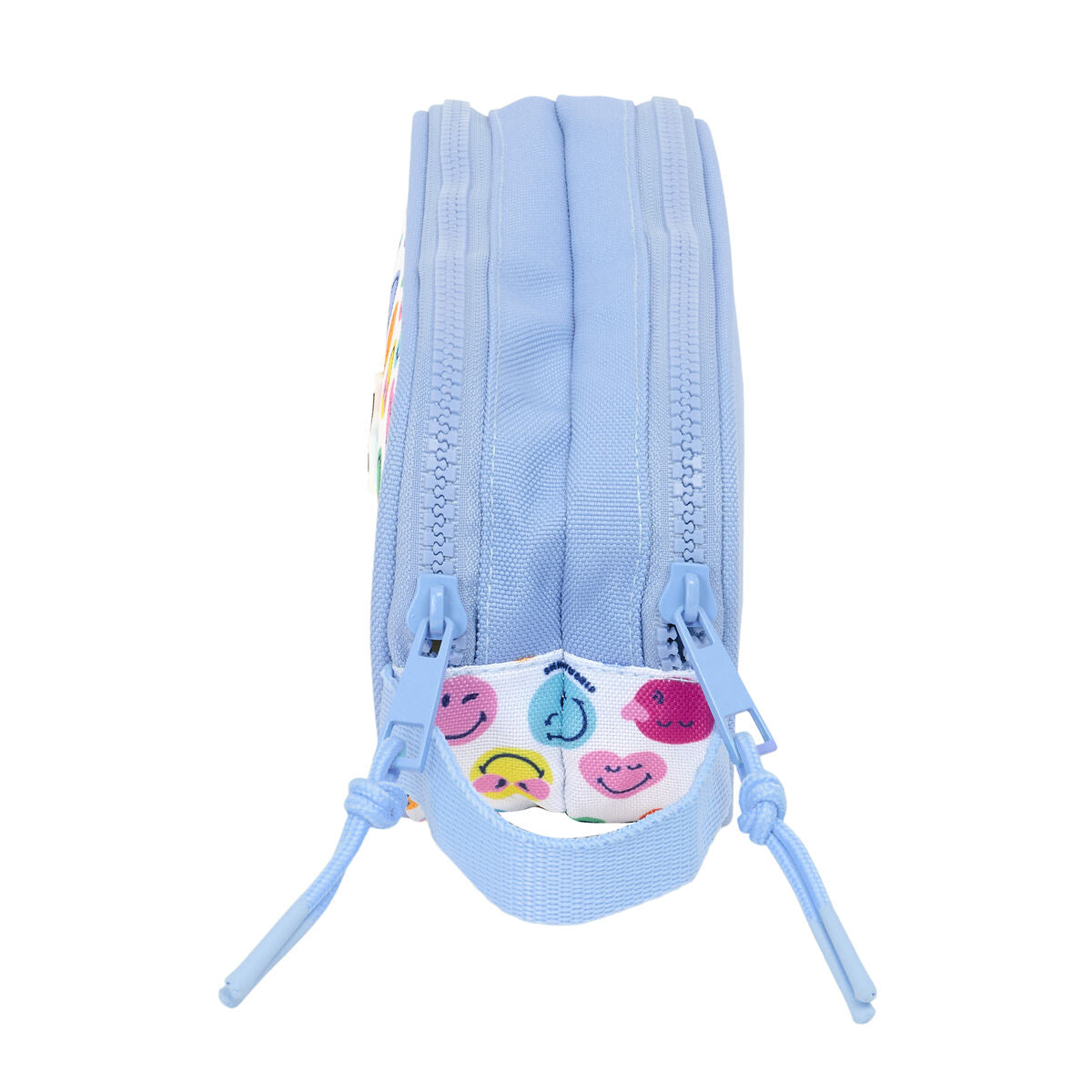 Trousse Fourre-Tout Double Smiley Joyful Multicouleur Bleu clair 21 x 8 x 6 cm