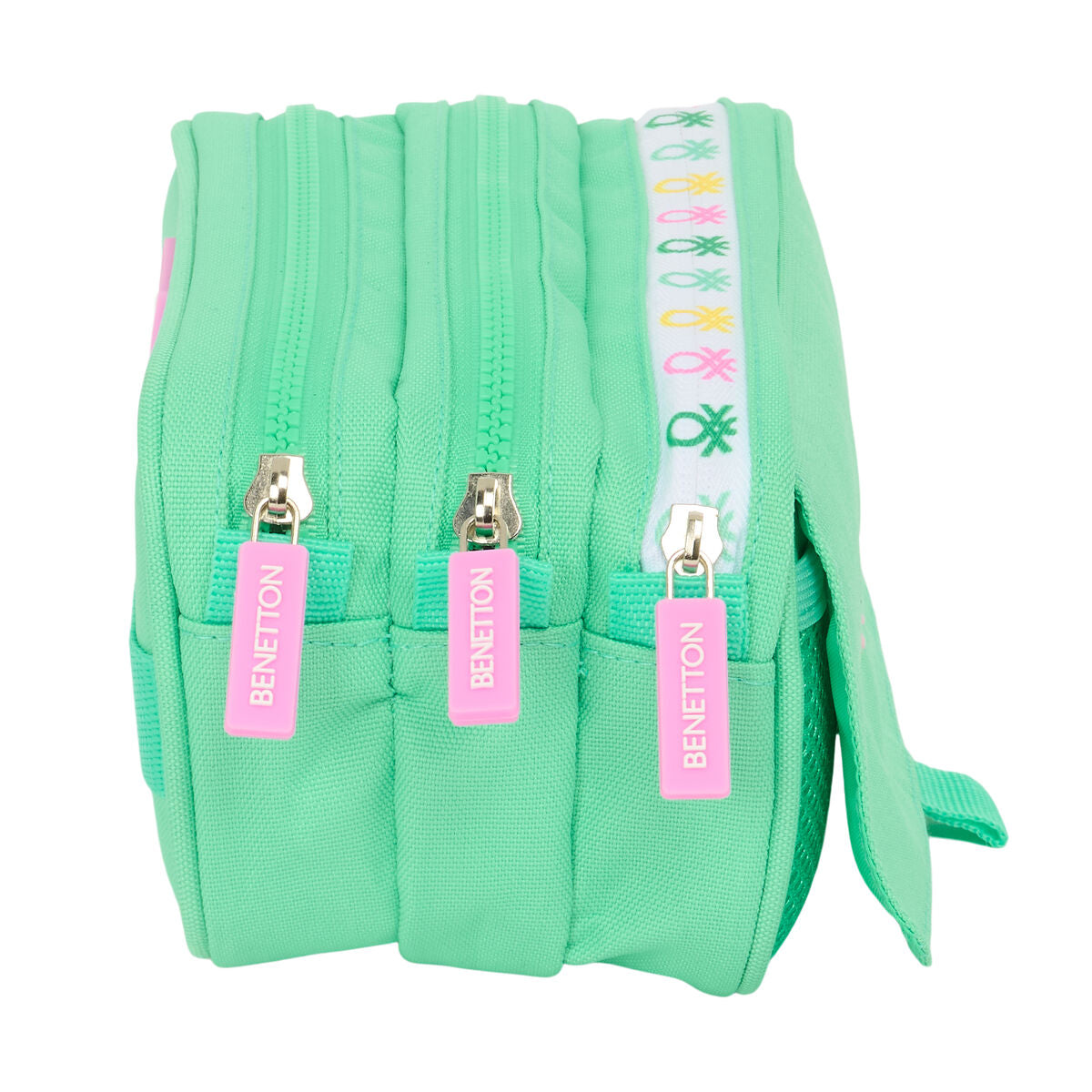 Trousse Fourre-Tout Triple Benetton Mint Vert 21,5 x 10 x 8 cm