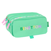 Trousse Fourre-Tout Triple Benetton Mint Vert 21,5 x 10 x 8 cm