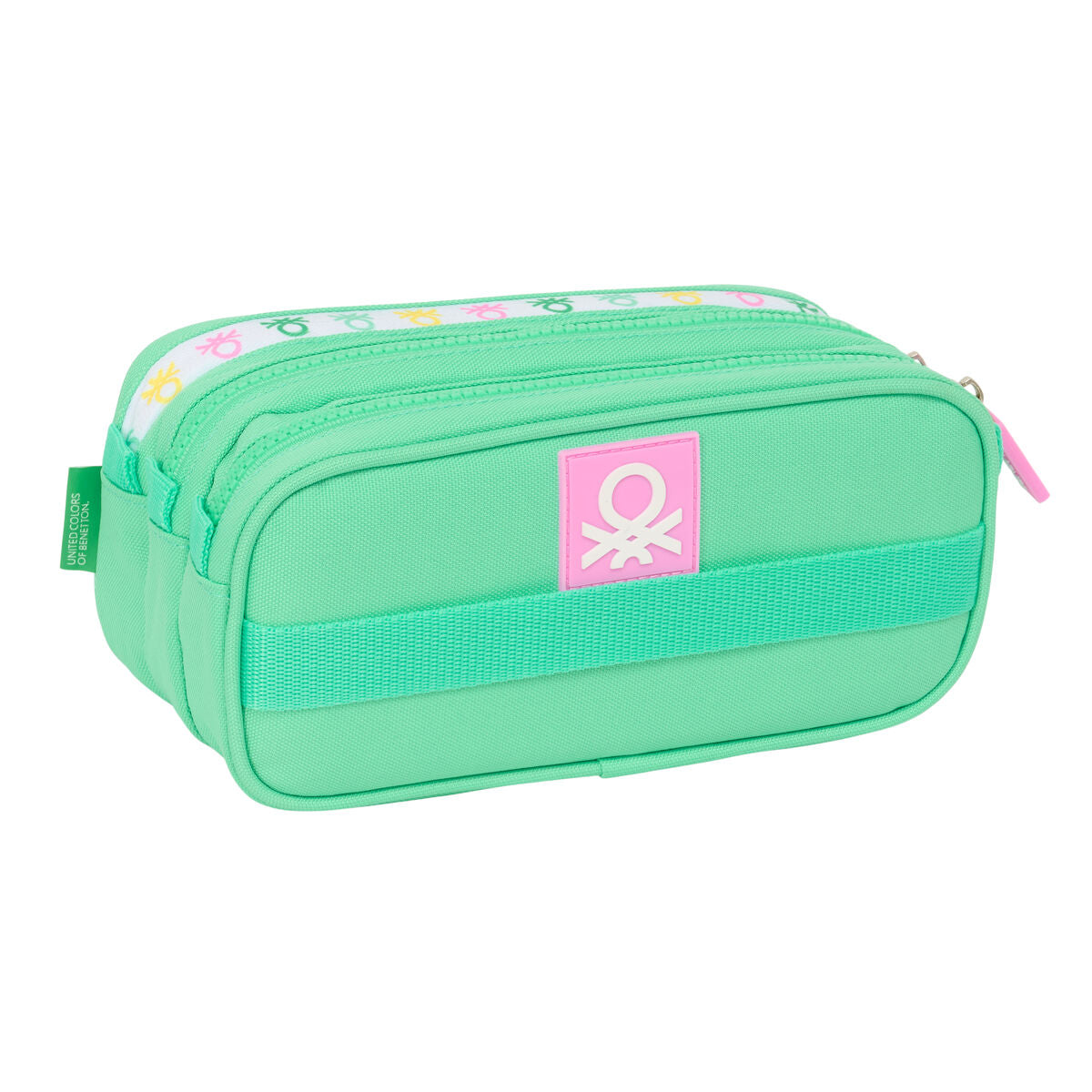 Trousse Fourre-Tout Triple Benetton Mint Vert 21,5 x 10 x 8 cm